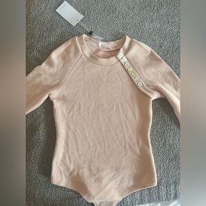 Lovers + Friends Light Pink Bodysuit with Pearl Buttons Size XS WITH TAGS